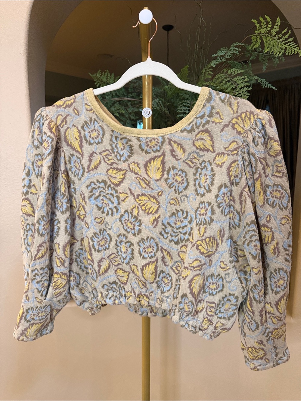Free People Floral Puff-Sleeve EUC